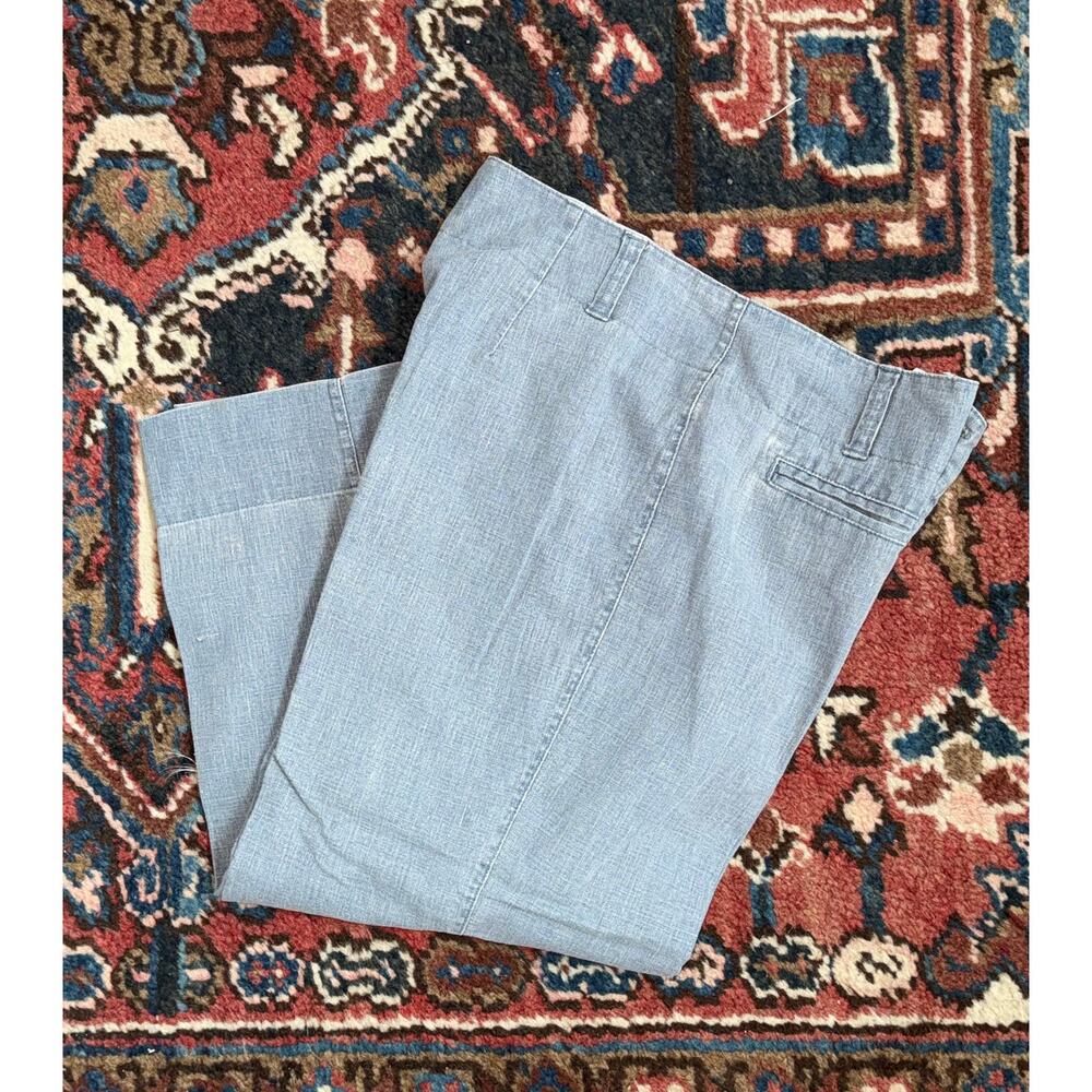 UO/70 World Size 3 Blue Chambray‎ Cropped Pale Blue Linen Blend Summer Pants